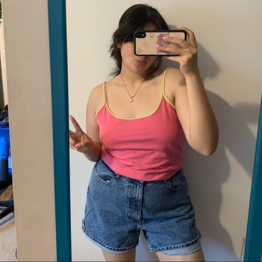 Y2K pink and yellow cami tank top